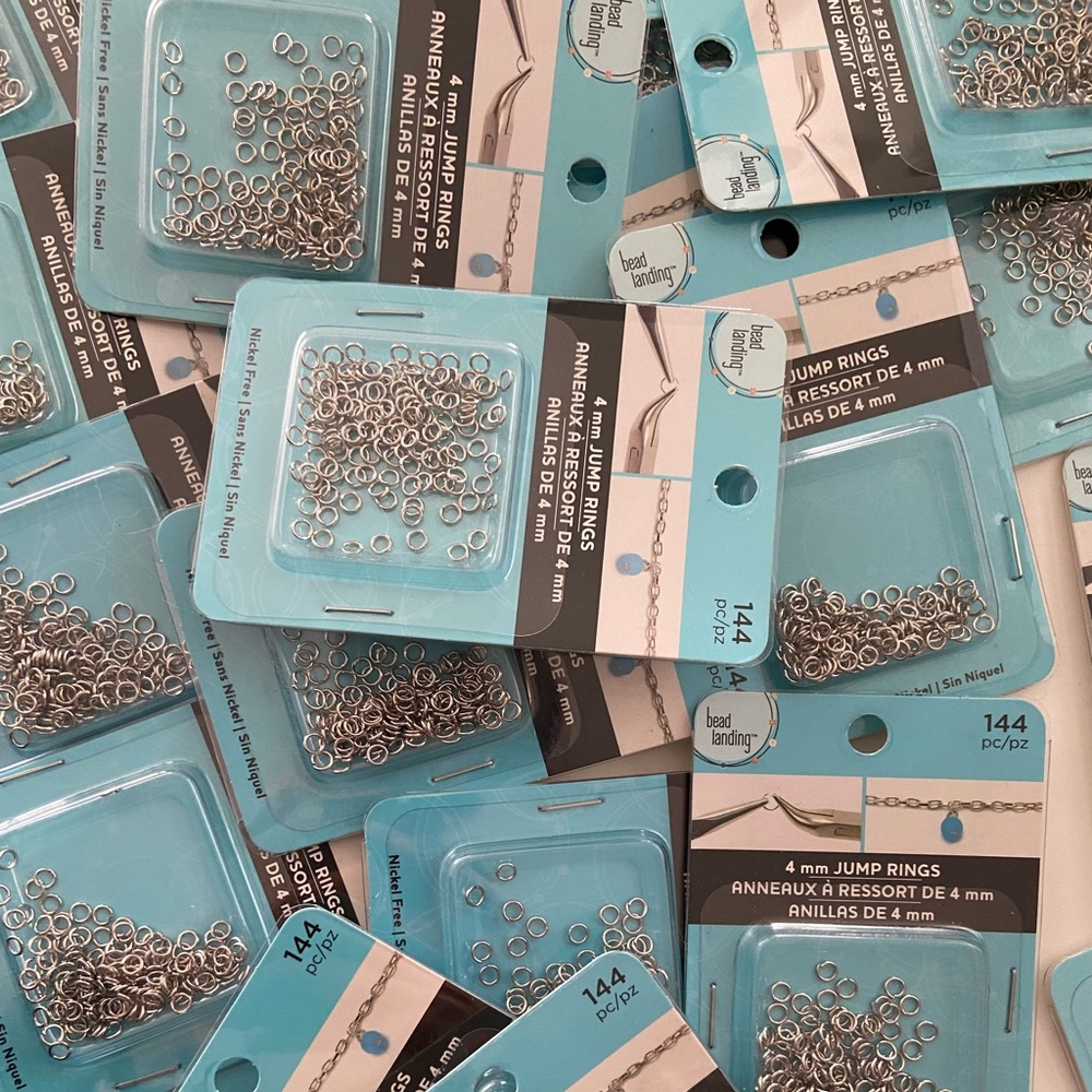 10 SETS Bead Landing: 4mm Rhodium Silver Jump Rings ~Jewelry Supply Nickel Free